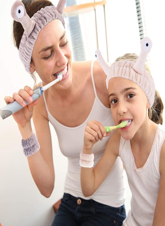 Atoden Snail Spa Set - Wristband & Headband for Face Washing, Cute Animal Design for Women & Girls - Beige, Khaki, Brown - Image 3